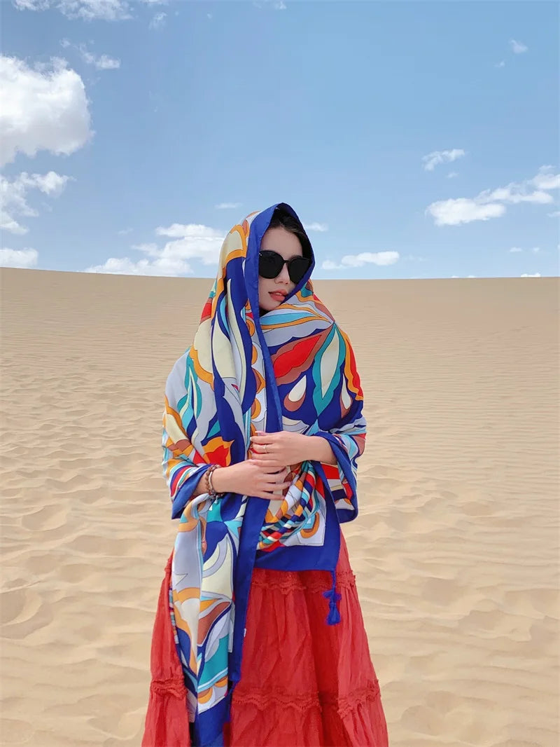 Travel Beach Sunscreen Scarves for Women Bikini Large Sarong Wrap Scarf Brazilian Swimsuit Bathing Cover-ups 17 Styles 90x180cm