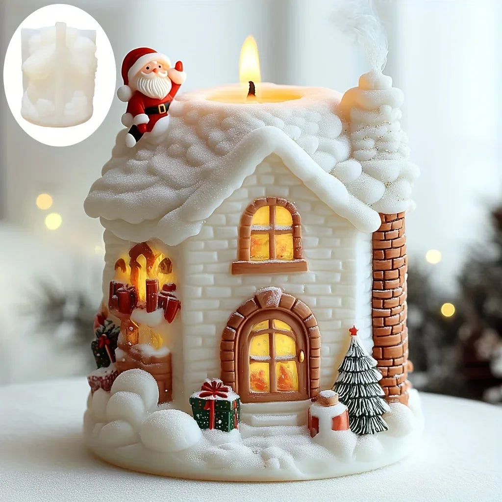 Santa Spherical Scented Candle Silicone Mold Wear Hat Santa Spherical Resin Mould Santa Relief Plaster Molds Christmas Gift