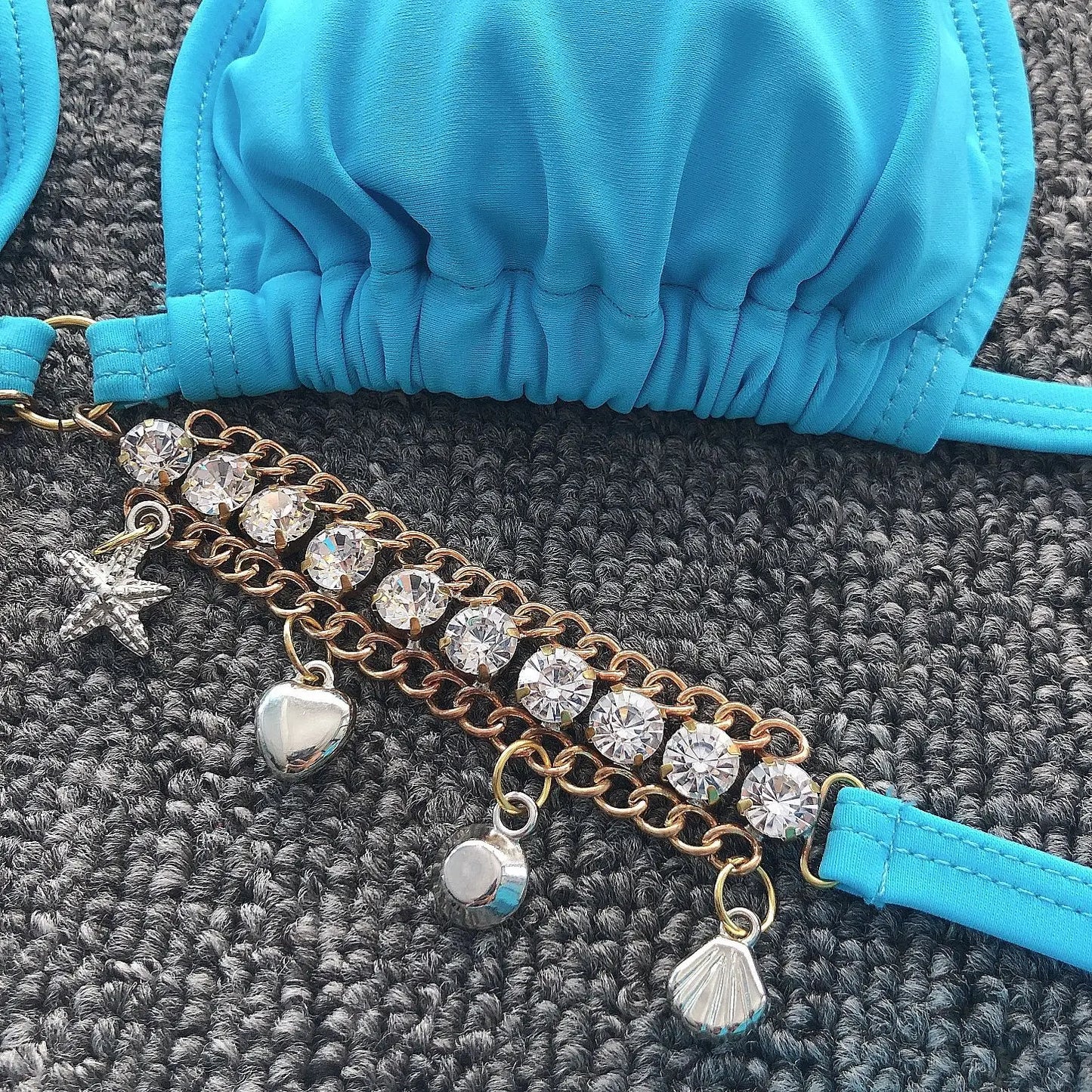 Rhinestone Bikini 2022 Women Solid Black Crystal Diamond Swimsuit Lady Luxury Metal Chain Bandage Bathing Suit Thong Swimwear