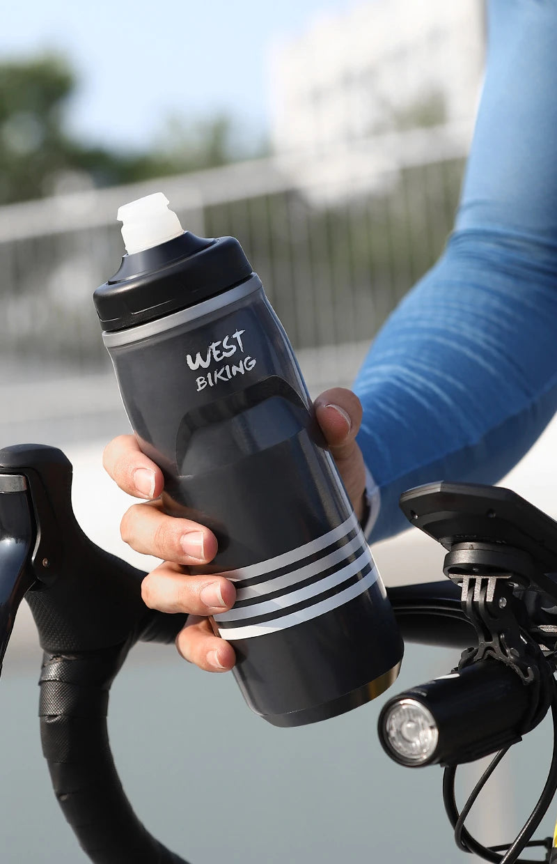 WEST BIKING 620ML Bicycle Bottle MTB Road Bike Water Bottle Outdoor Sports Plastic Drink Cycling Cold Insulation Water Bottle