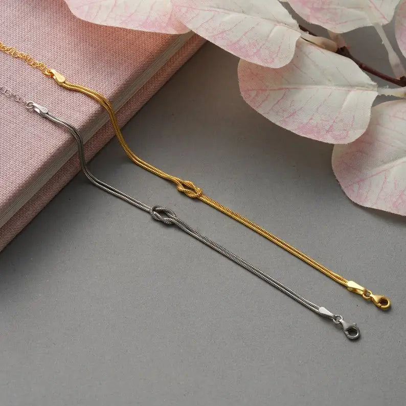 Love Knot Bracelets in 14K Gold Stainless Steel, Couples Best Friend Bracelet, Birthday Gift for BFF, Dainty Friendship Jewelry