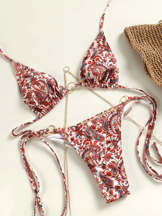 Miyouj Push Up Bikinis Print Swimwear Women Sexy Swimsuit Bandage Bikini Set 2024 Beachwear String Bathing Suits Micro Biquini