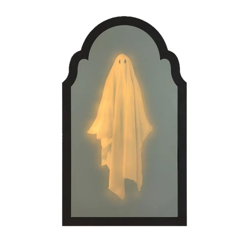 Halloween Ghost Mirror Night Light Cute Halloween Home Accessories Spooky Halloween Hologram Ghost Prank Decor 35*20cm/50*24cm