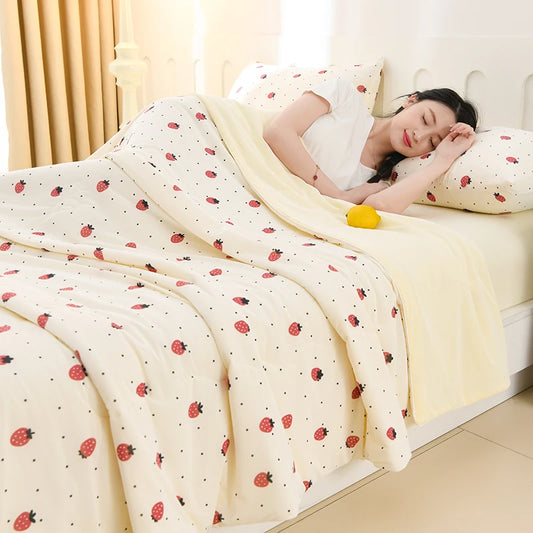 New Prints Cooling Blanket for Bed Silky Lightweight Summer Quilt Double Side Cold & Cooling Fabric Duvet Comforter Ice Silk