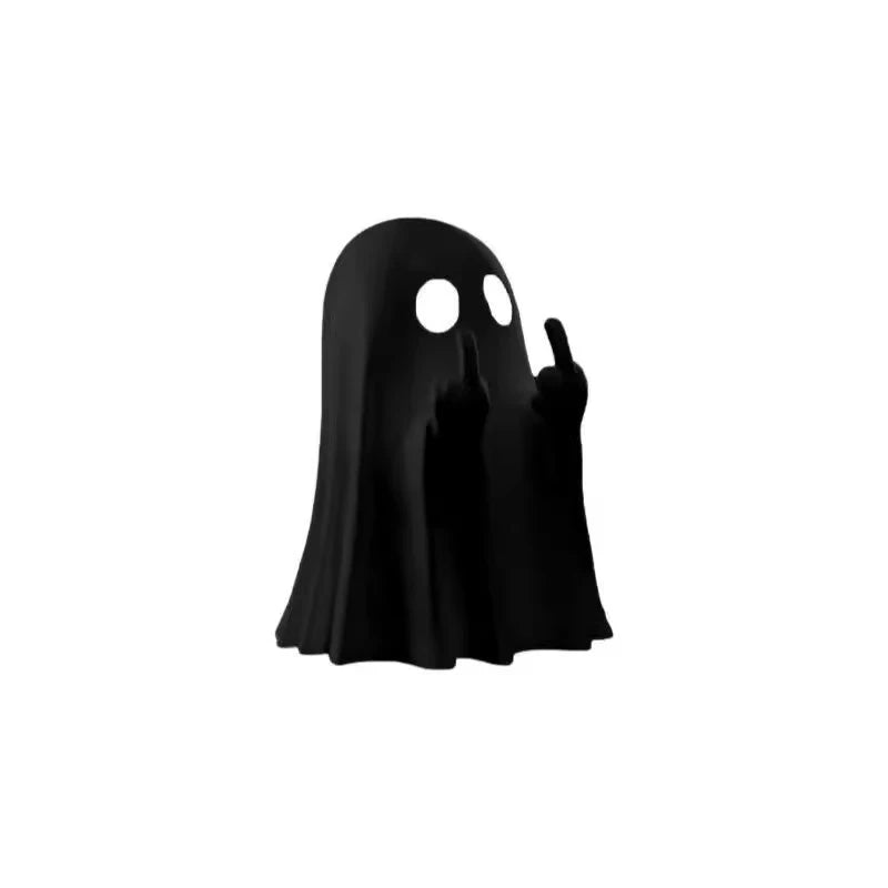 Halloween Ghost Figurine - Spooky vinyl Ghost Statue, Cute Finger Ghost Ornaments, Perfect for Indoor & Porch Halloween Decor