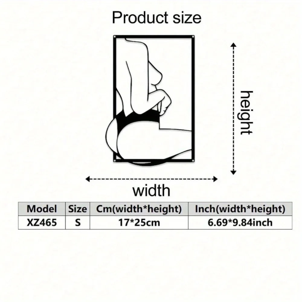 1PC Modern Female Silhouette Metal Wall Sculpture|Black Plaque,Farmhouse Style,Halloween&Christmas Gift,Bathroom Decor