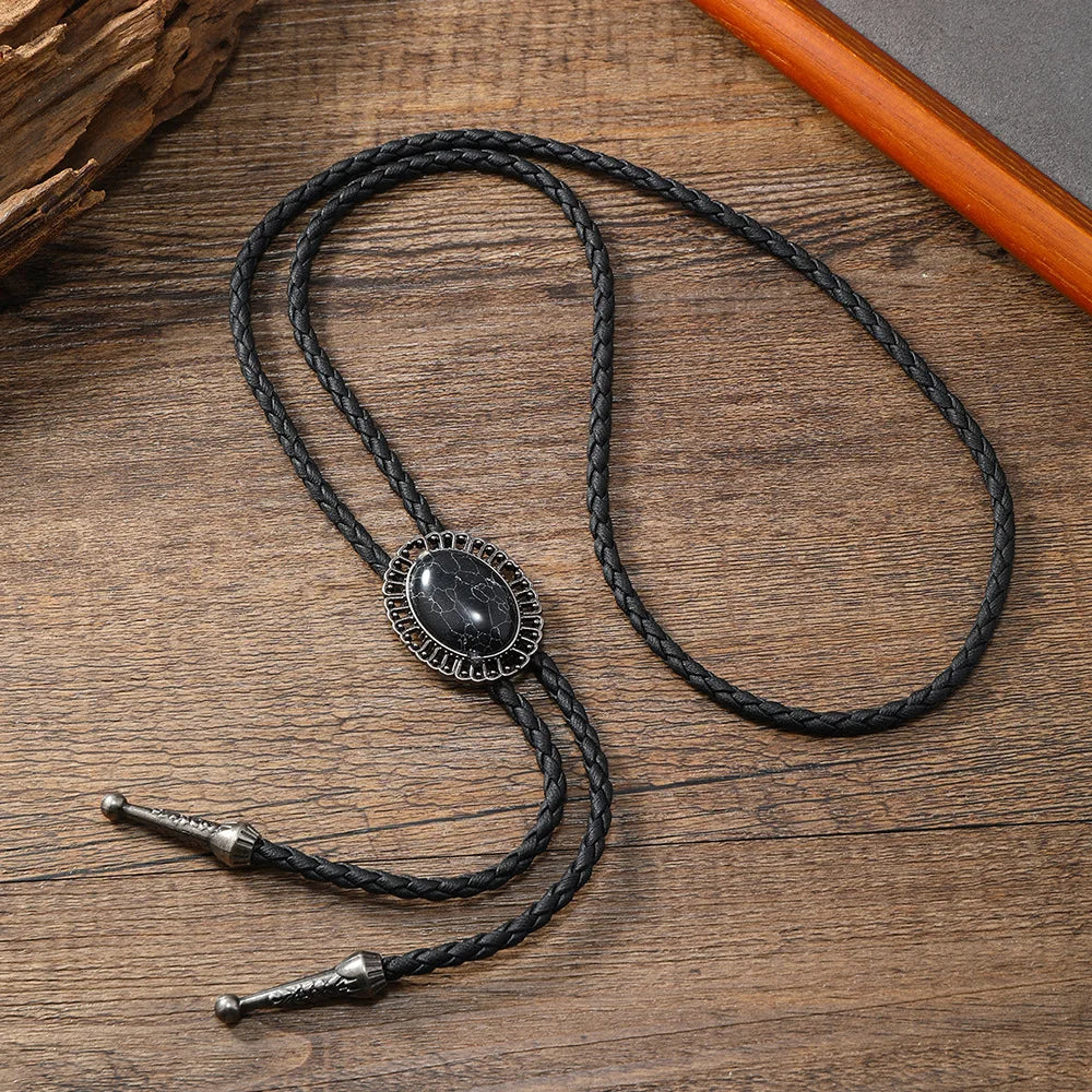 Golden Ties for Men American Cowboy Garment Accessory Tie Adjustable Bull Head Western Cowboy Bolo Tie Pendant Necklace