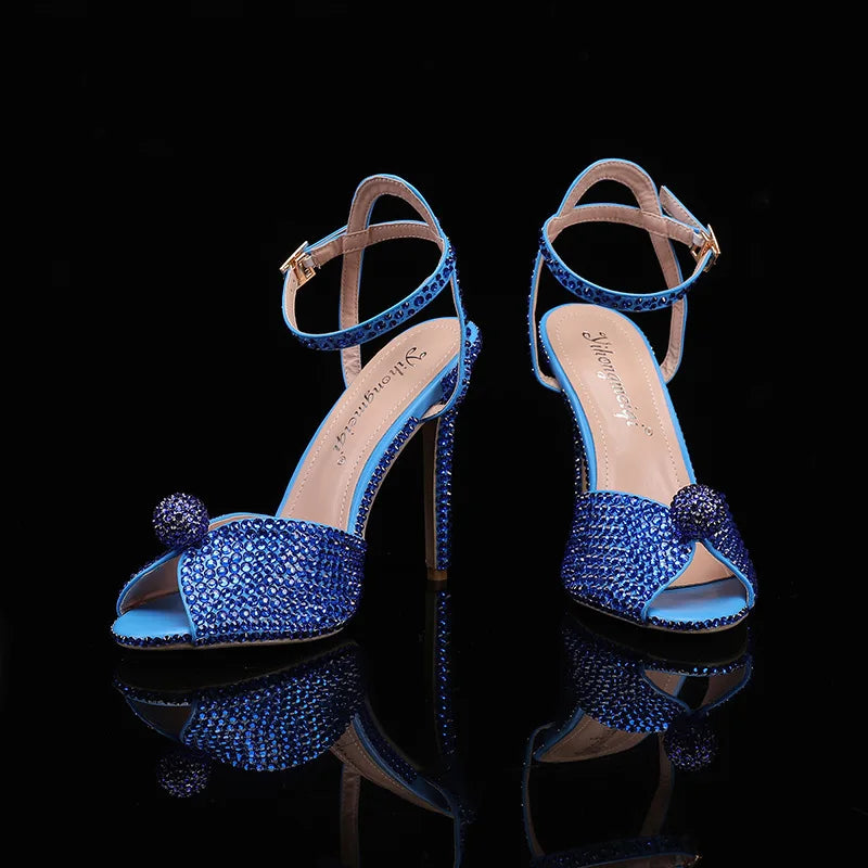 Fashion High Quality Wedding Shoes Women Pearls Studs Luxury Peep Toe White High Heels Buckle Designer Woman Sandal 43 Zapatos