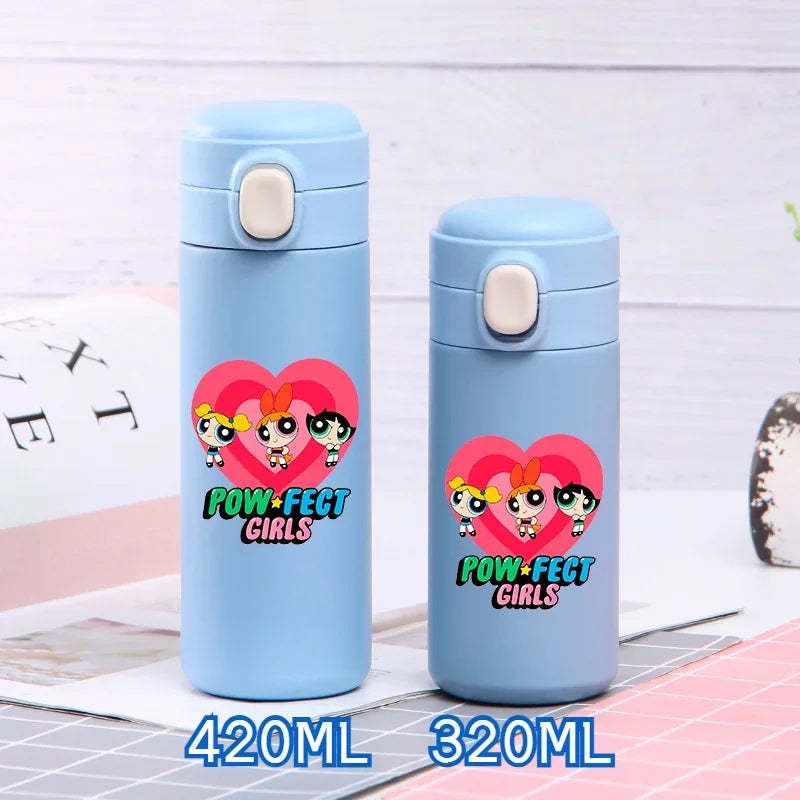 320ml/420ml The Powerpuff Girls Portable Large Capacity Sport Water Bottle Children Drinking Cup Thermal Stainless Steel