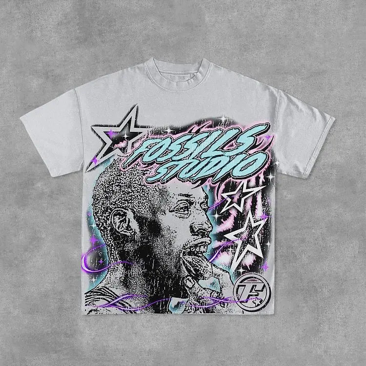 Summer Basketball Legend Graphic Pure Cotton White Short-sleeved T-shirt Men's Y2K Short-sleeved Oversized T-shirt Street Wear