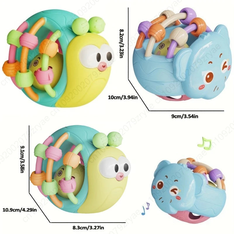 Cute Hand-Held Snail Baby Rattle Early Education Puzzle Toy Plastic Ball Birthday Christmas Gift for Infants