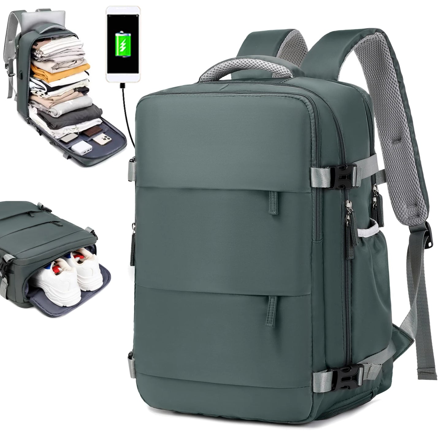 Travel backpack, can hold 15.6-inch laptop backpack, suitable for men and women with waterproof shoe compartment backpack