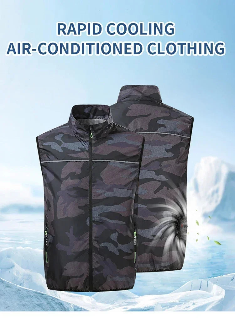 Ice Vest Men's Usb Refrigeration 9 Leaf Fan Jacket Air Conditioner Clothes High Temperature Work Hiking Cooling Fishing Vest New