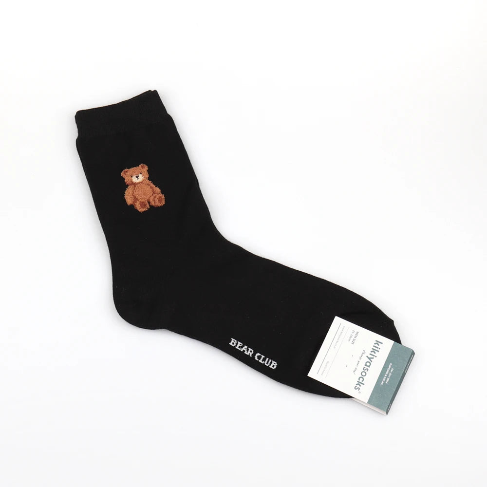 1 Pair Cartoon Gentleman Bear Men's Socks Comfortable Harajuku Skateboard Socks Novelty Breathable Christmas Gift Factory Direct