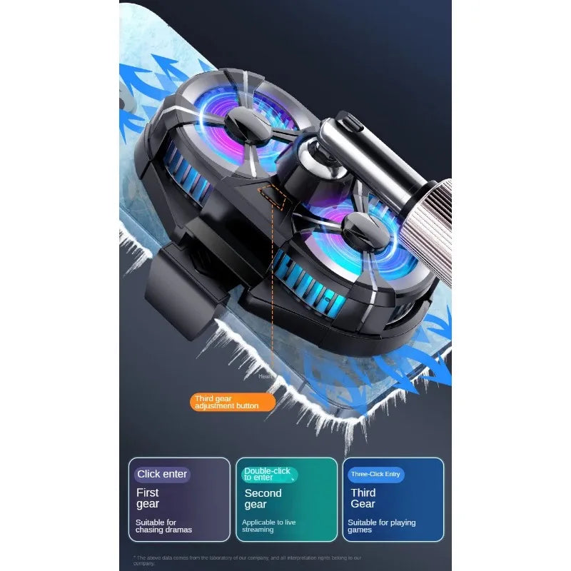 New Dual Fan Large Wind Mute Mobile Phone Cooling Fan Cooler Fast Cooling Live Gaming Handle Cooler Mobile Phone Fan Radiator