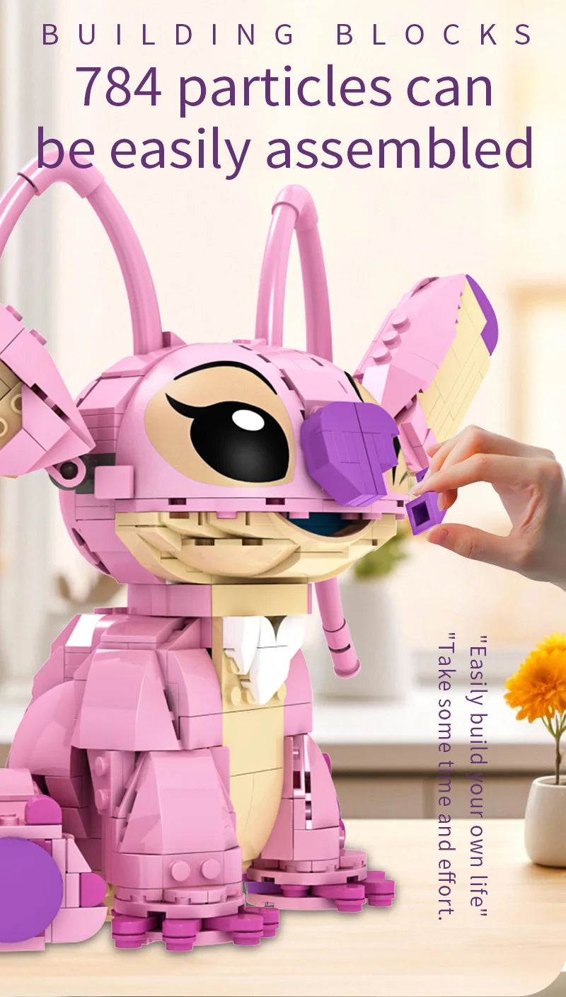 Christmas Stitch Angel CP Building Blocks 2025-Large Piece Cartoon Toys Moving Ears Kids Assembly Birthday Gift for Boys Girls