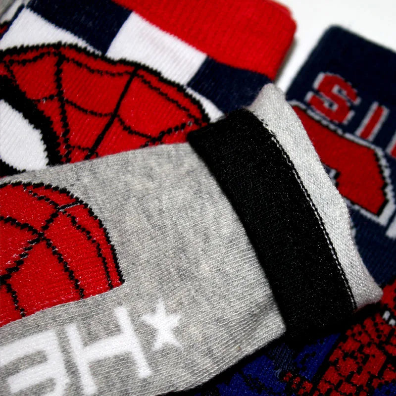 5 Pairs Spiderman Children's Socks Kawaii Soft Marvel Kids Boys Socks MiddleTube Cartoon Baby Socks Christmas Gift 2-9 Years Old