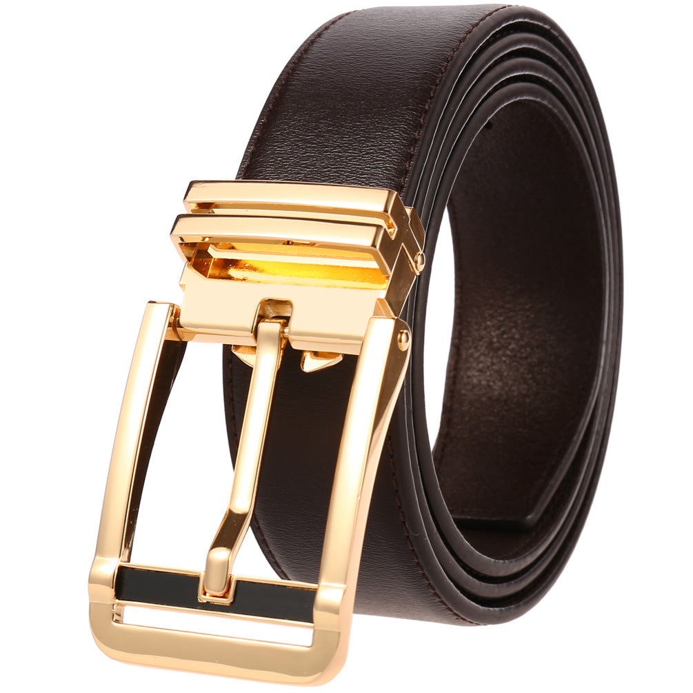 New Men's Belts Business Simple Pin Buckle Genuine Leather Men's Belt Luxury High Quality Casual Male Waist Band Cowhide 3.5cm