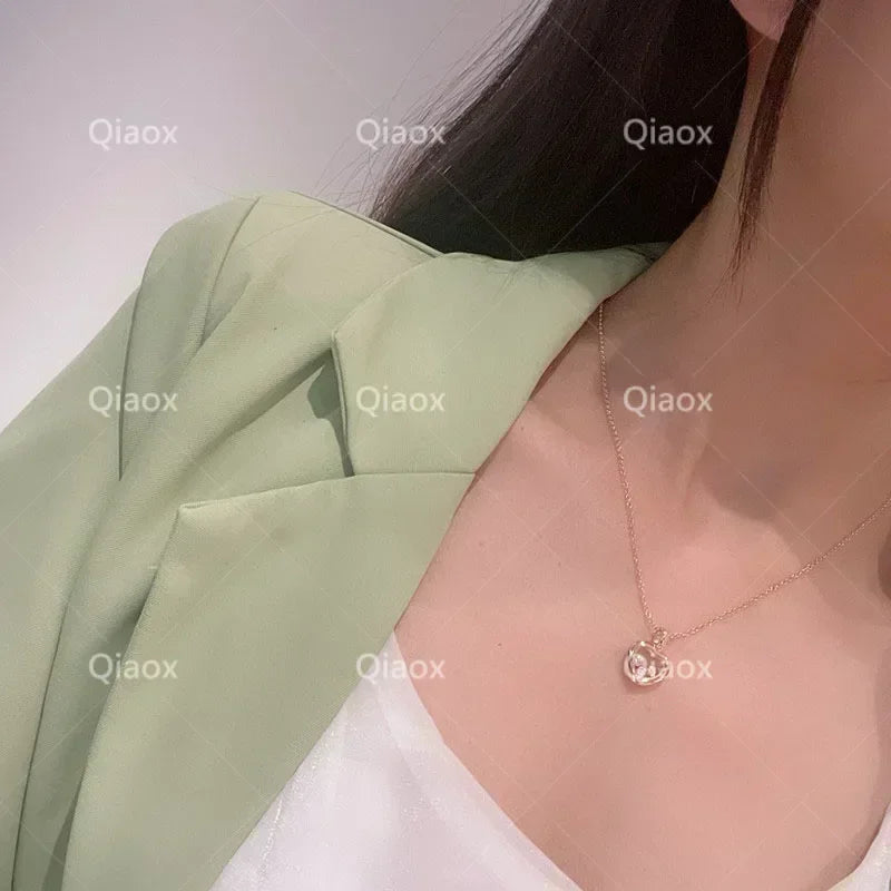 MXK 2025 Hot selling new 925 sterling silver heart-shaped necklace for women's fashion luxury brand jewelry party Christmas gift