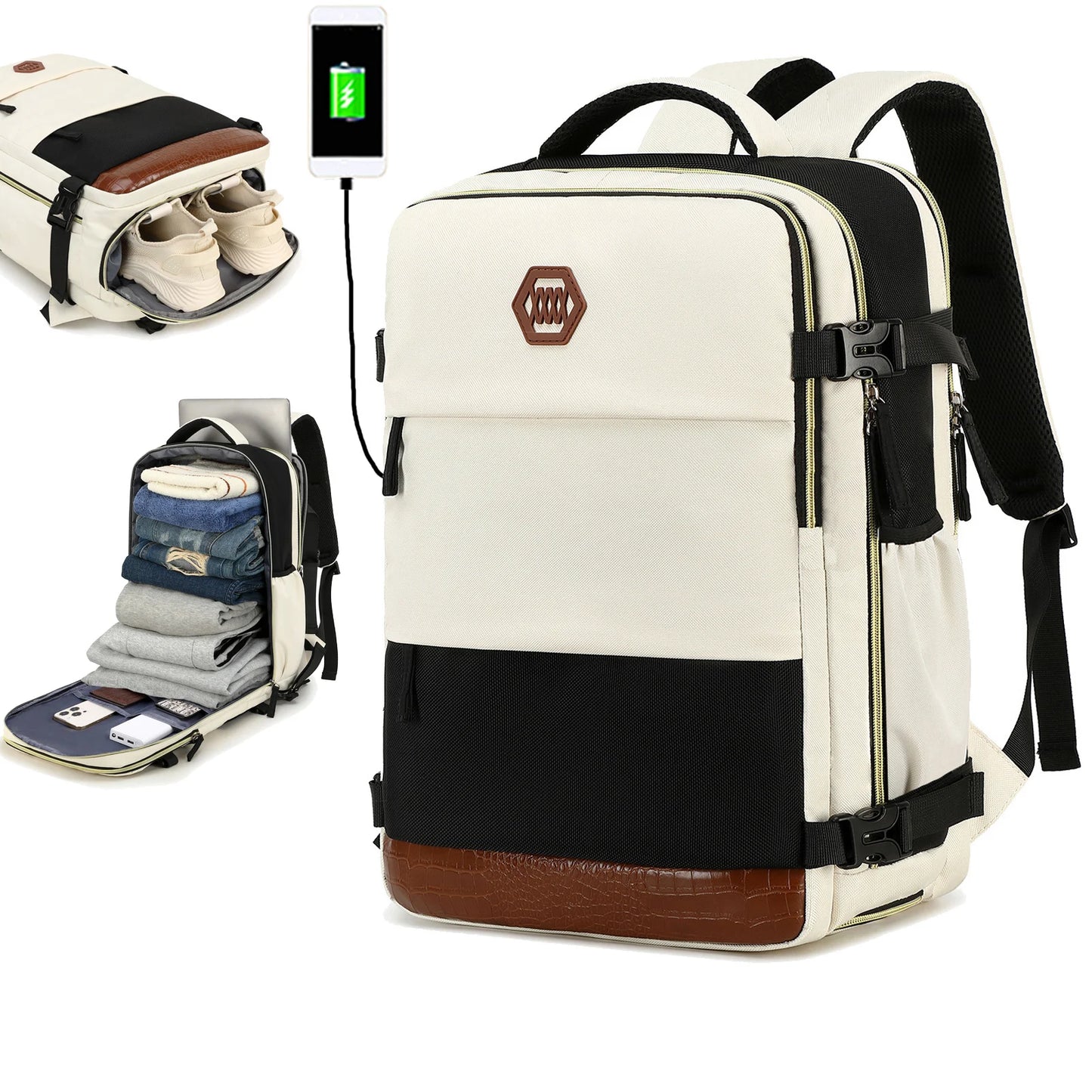 Travel backpack, can hold 15.6-inch laptop backpack, suitable for men and women with waterproof shoe compartment backpack