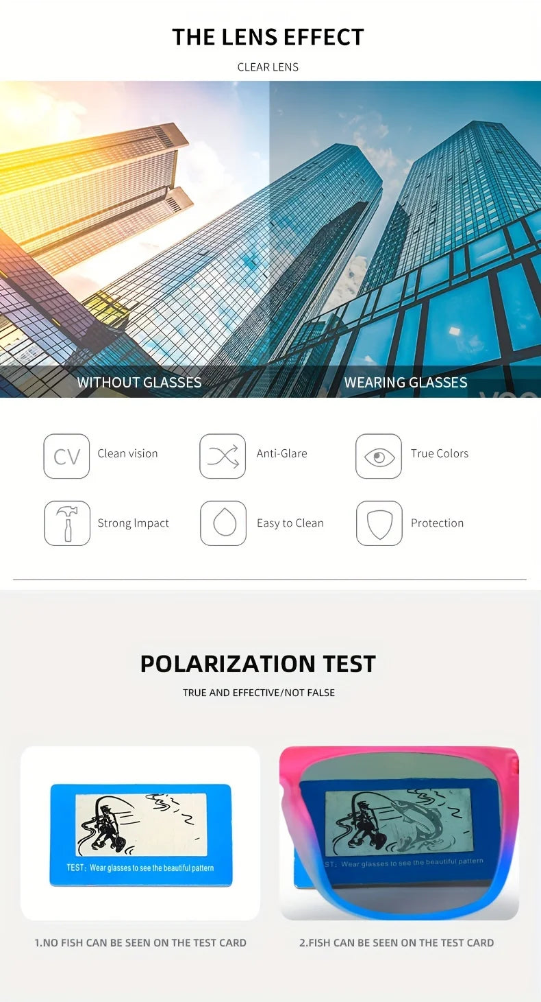 3Pcs Fantasy Gradient Mutipcolor Square Polarized Sunglasses AntiGlare UV400 Glasses Summer Party Driving Fishing Christmas Gift