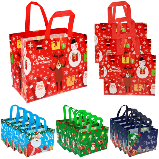 16/30Pcs Christmas Gift Bags Colorful Present Bags with Handle Large Capacity Santa Claus Favor Bags Reusable Christmas Shopping