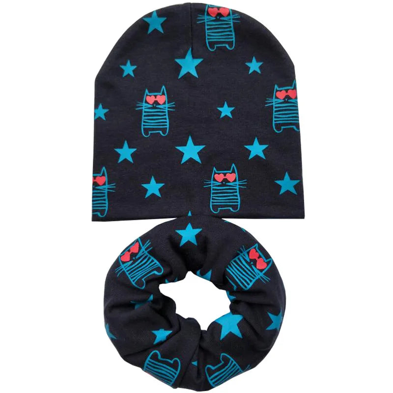 Star Print Cotton Baby Hat Autumn Winter Baby Girls Hat Boys Cap Toddlers Infant Cap Scarf Children Bonnet Hats