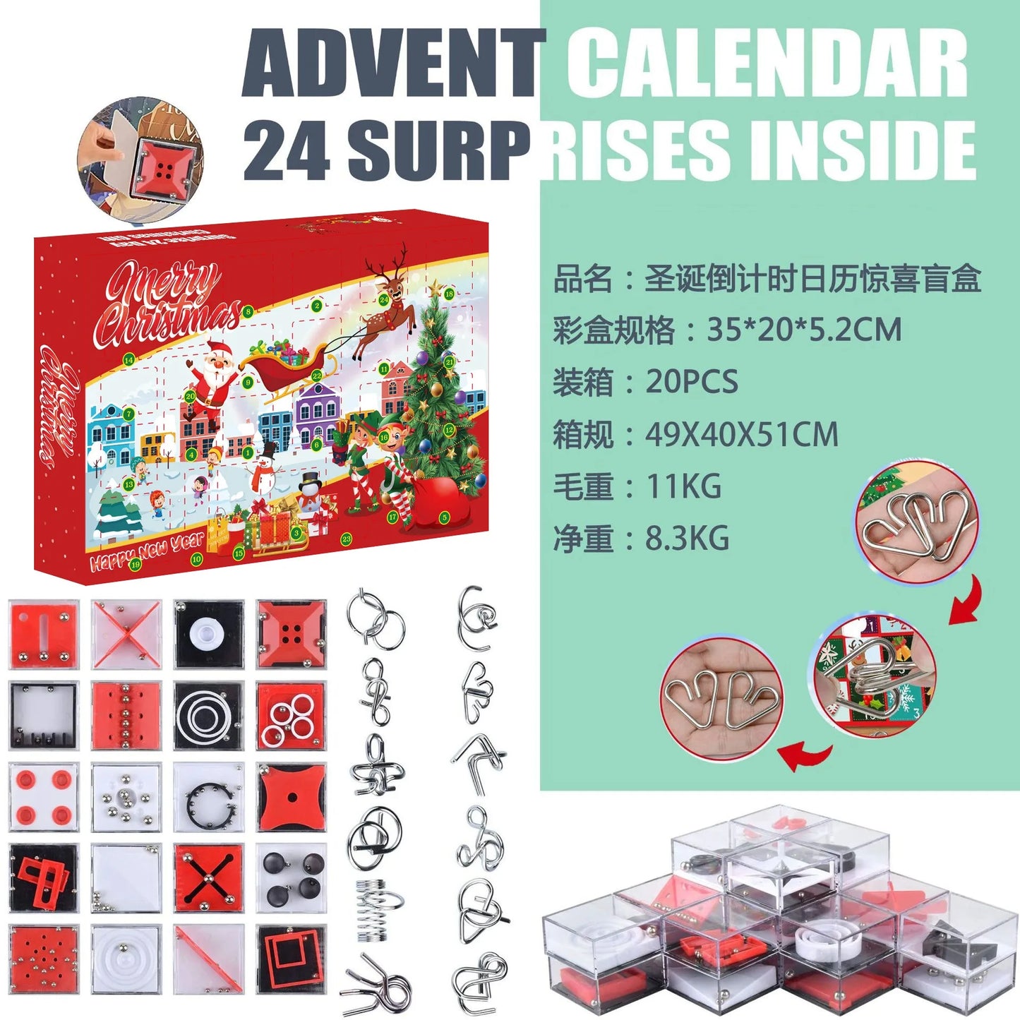 Christmas Advent Calendar Gift Box DIY Christmas Train Tree for Kids 24Days Countdown Calendar Box Surprise Party Christmas Gift