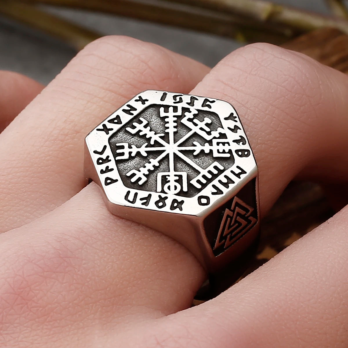 Popular Nordic Viking Compass Rune Rings Men's Fashion Gothic Retro Hip Hop Party Accessories Jewelry Gifts