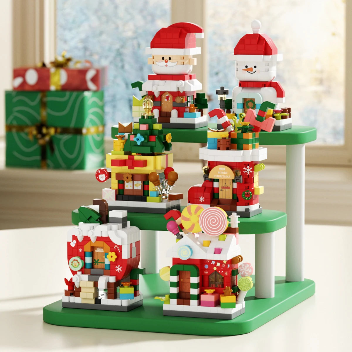 christmas train santa claus moc building blocks toys construction set for girls christmas tree decorations micro building blocks