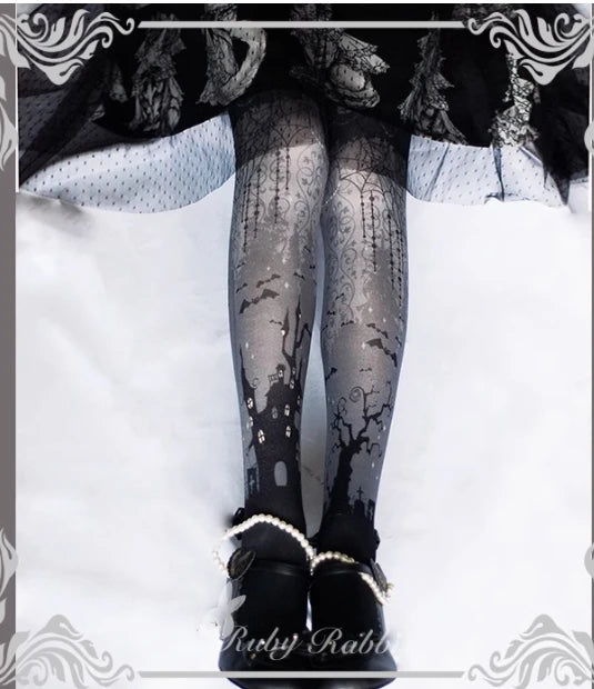 Lolita Fashion Printing Tight Pantyhose Sexy Stockings Gothic Halloween Body Stockings for Women Thin Pantyhose Sexy Tights