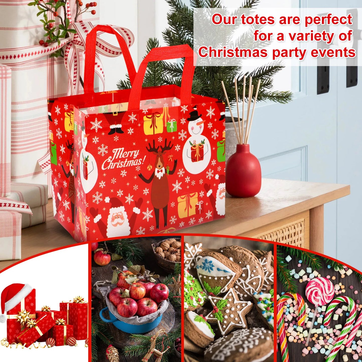 16/30Pcs Christmas Gift Bags Colorful Present Bags with Handle Large Capacity Santa Claus Favor Bags Reusable Christmas Shopping