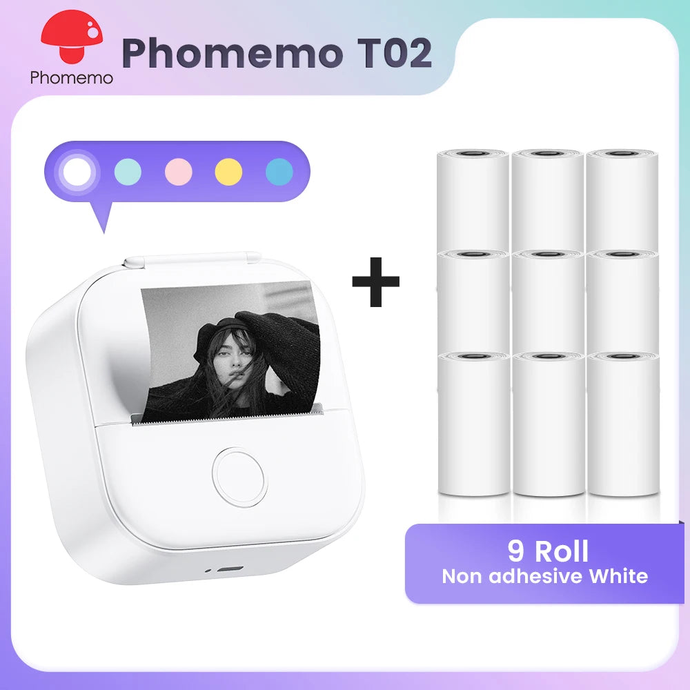 Phomemo T02 Pocket Printer Mini Portable Label Maker Self-adhesive Sticker mini impresora portatil impresora etiqueta adhesivas