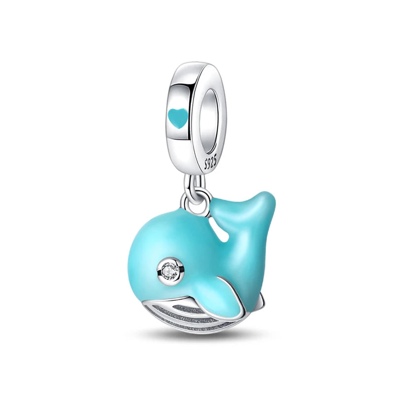 New 100% 925 Sterling Silver Ocean Luminous Sea Turtle Dolphin Octopus Charms Beads Fit Qikaola Original Bracelets DIY Jewelry
