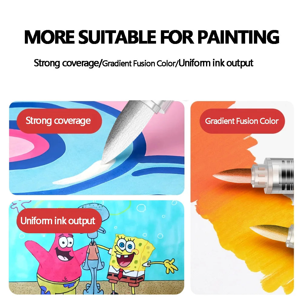 60/72/120/168 Color Acrylic Paint Pen Marker Brush Tip Paint Marker For Rock Painting Wood Canvas Stone Christmas Gift DIY Craft