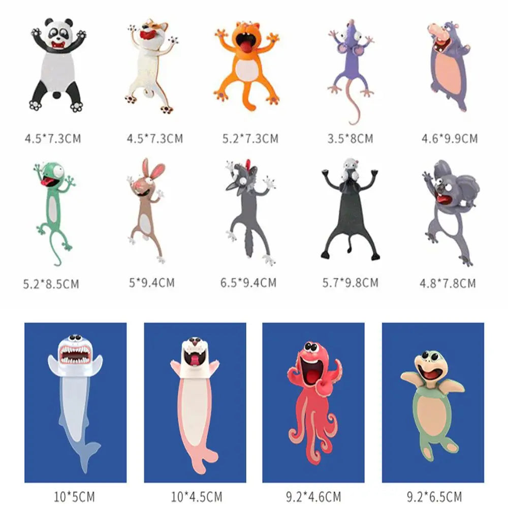 1PC 3D Cartoon Animal Bookmarks Ocean Series PVC Funny Marker Octopus Stereo Seal Creative Stationery for Children Gift Bookmark
