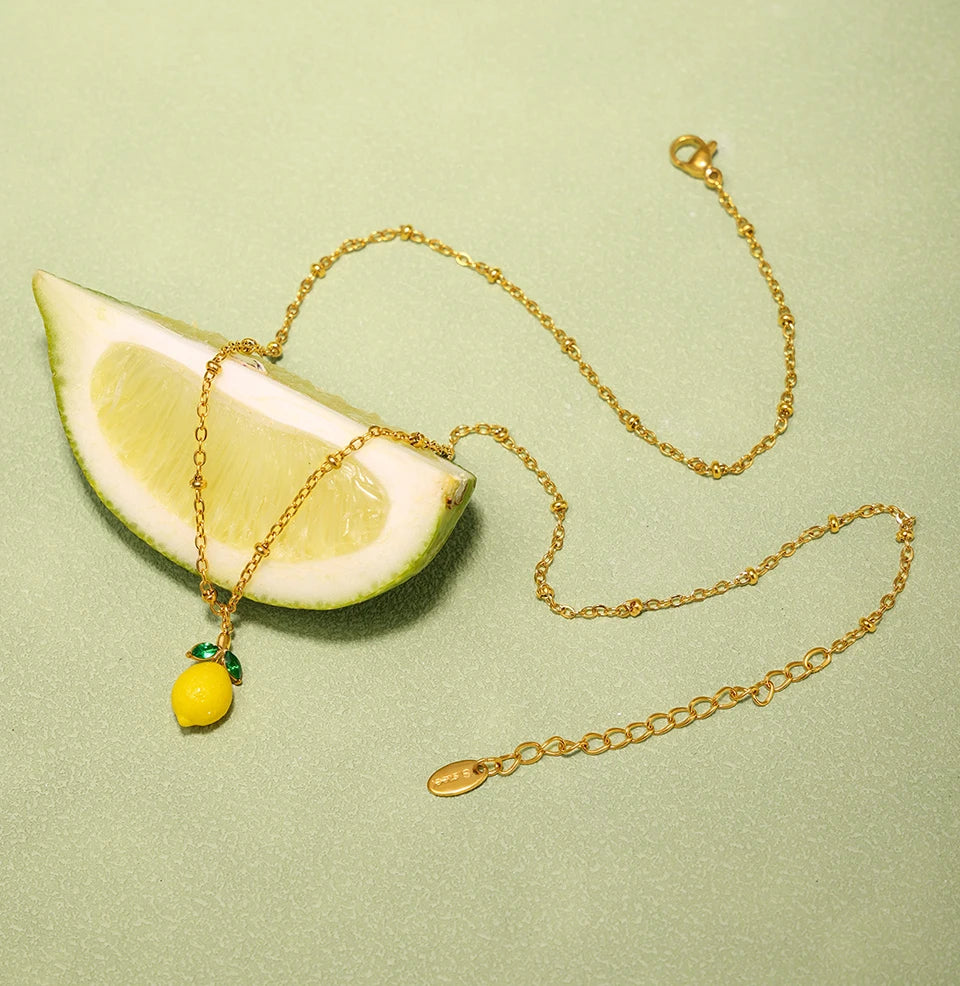 Shell Beads Bracelet With Multi Lemon Charms For Women Handmade Beaded Bracelets Matching Earrings Necklace Cute Jewelry Sets