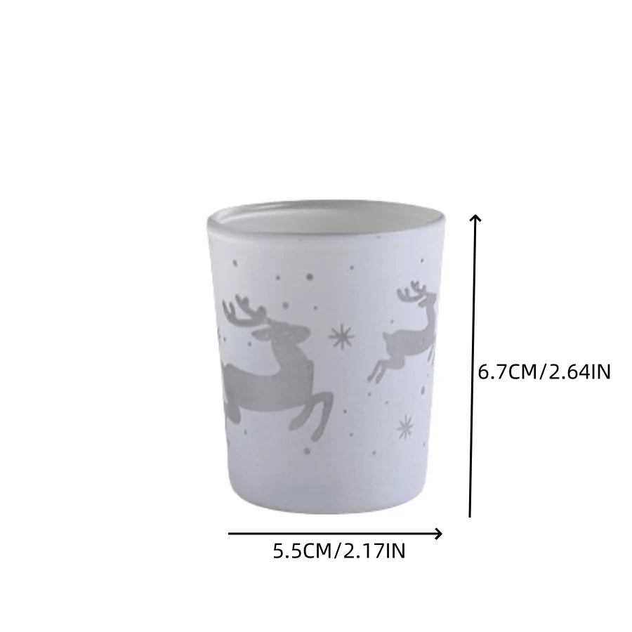 1Mini Christmas Tree Elk Snowflake Candle Holder Glass Small Candle Cup Christmas Gift Home Store Decoration Ornament