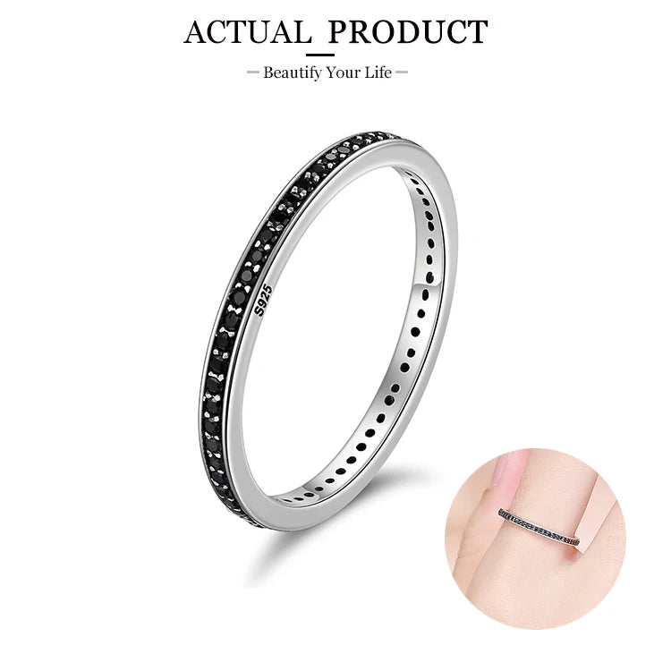 WOSTU European 925 Sterling Silver Simple Rings For Women Wedding Engagement Heart Rings With Zircon Original Female Jewelry