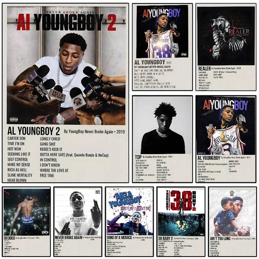 YoungBoy Never Broke Again Poster  HD sticky wall waterproof home living room bedroom Dorm bar aesthetic decoration