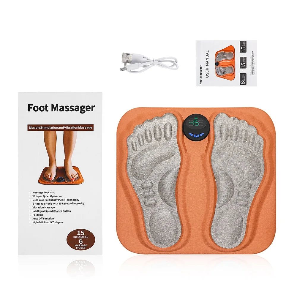 EMS Foot Massager 6 Modes 15 Gear Strength Intelligent Acupoint Capture Improve Blood Circulation Feet Acupoints Massage Mat
