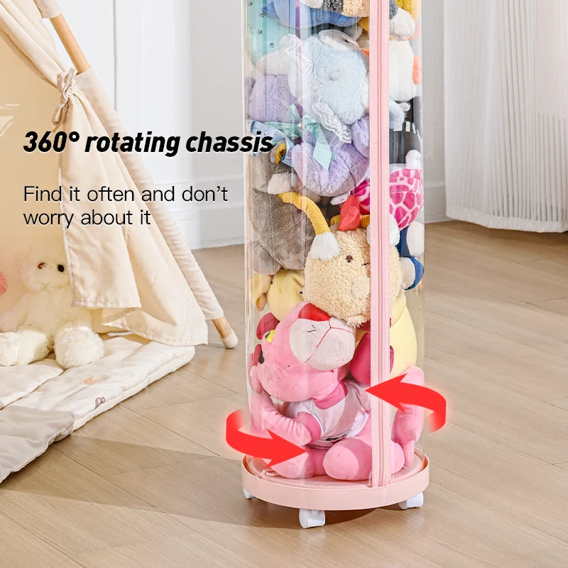 Transparent Doll Storage Box Plush Toy Circular Organization DIY Zipper Storage Tube Children's Toy Organizer Kid Christmas Gift