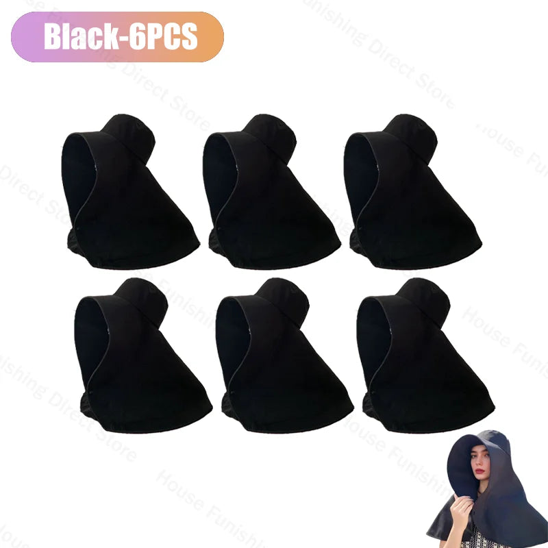 Summer Women Cap Outdoor Uv Anti Neck Protection Sun Visors Hat Fishing Hiking Big Brim Shawl Sunscreen Ponytail Cap Solid Color