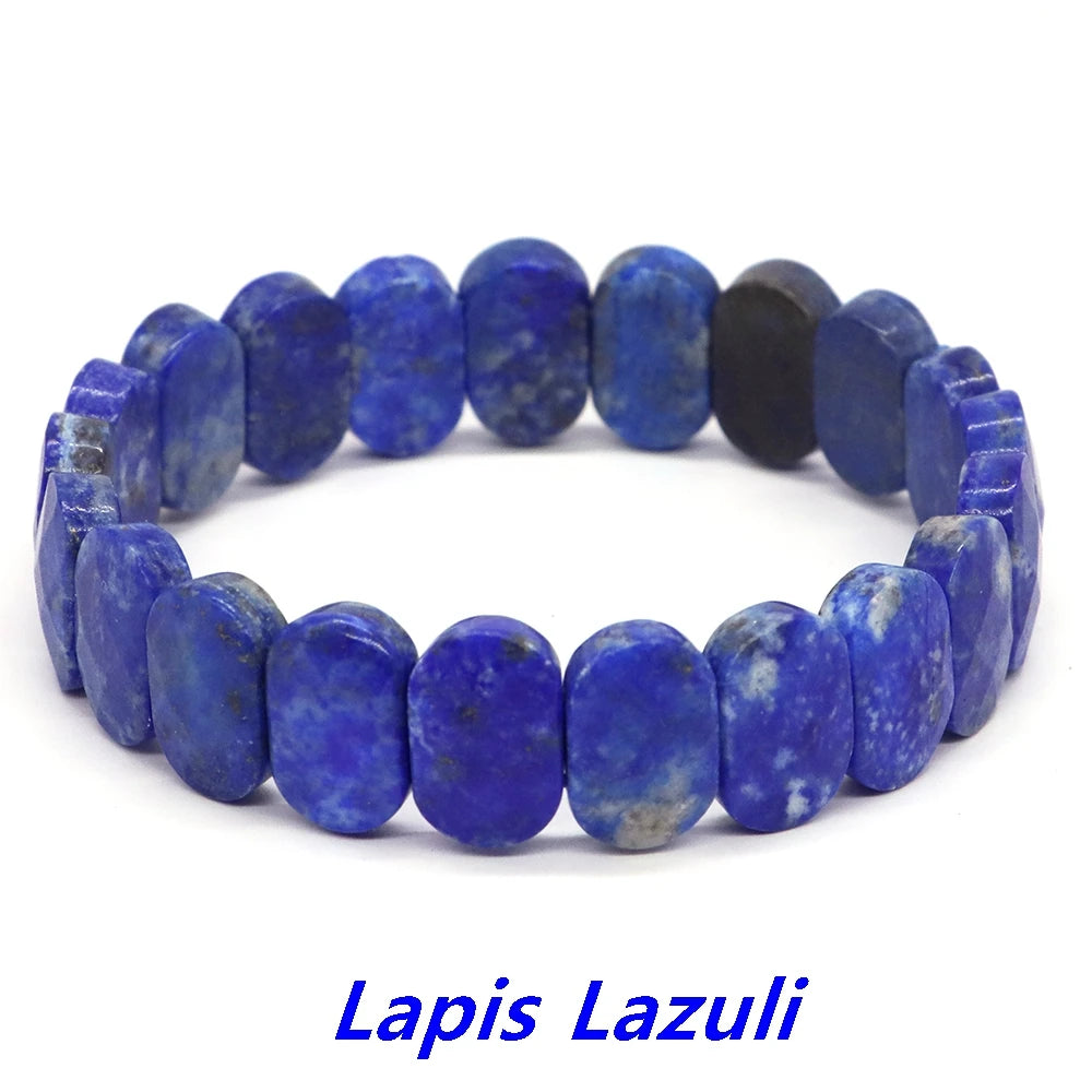 8x14mm New Natural Cut Square Beads Strand Elastic Bracelets Amethyst Healing Crystal Energy Rectangle Bangle Women Jewelry Gift