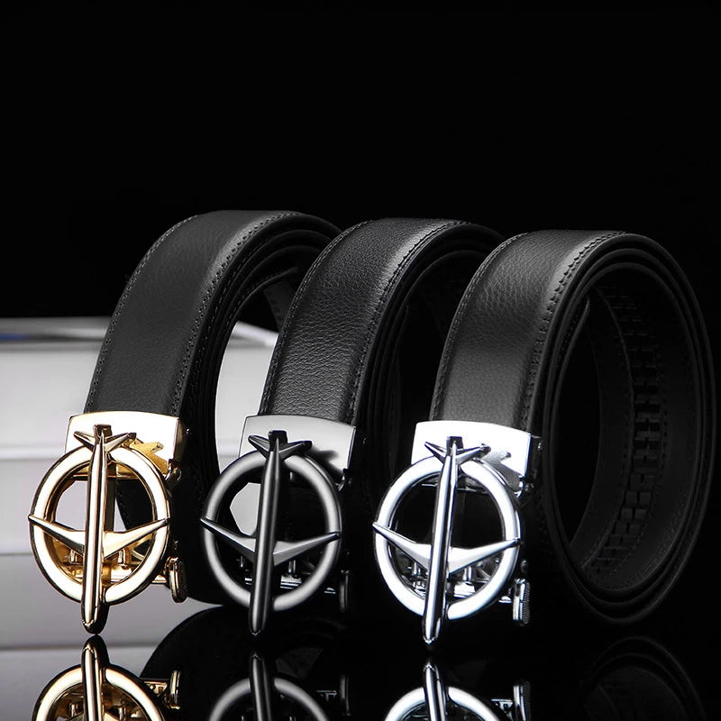 Airplane buckle belt, high-quality men's automatic belt, business belt, ratchet belt, men's belt