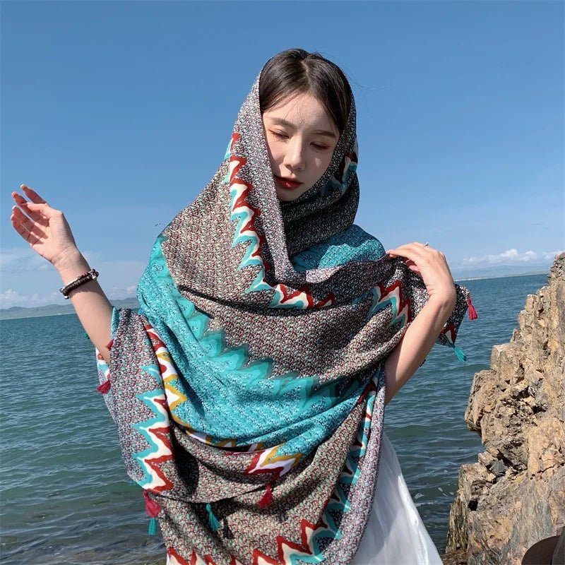 Travel Beach Sunscreen Scarves for Women Bikini Large Sarong Wrap Scarf Brazilian Swimsuit Bathing Cover-ups 17 Styles 90x180cm