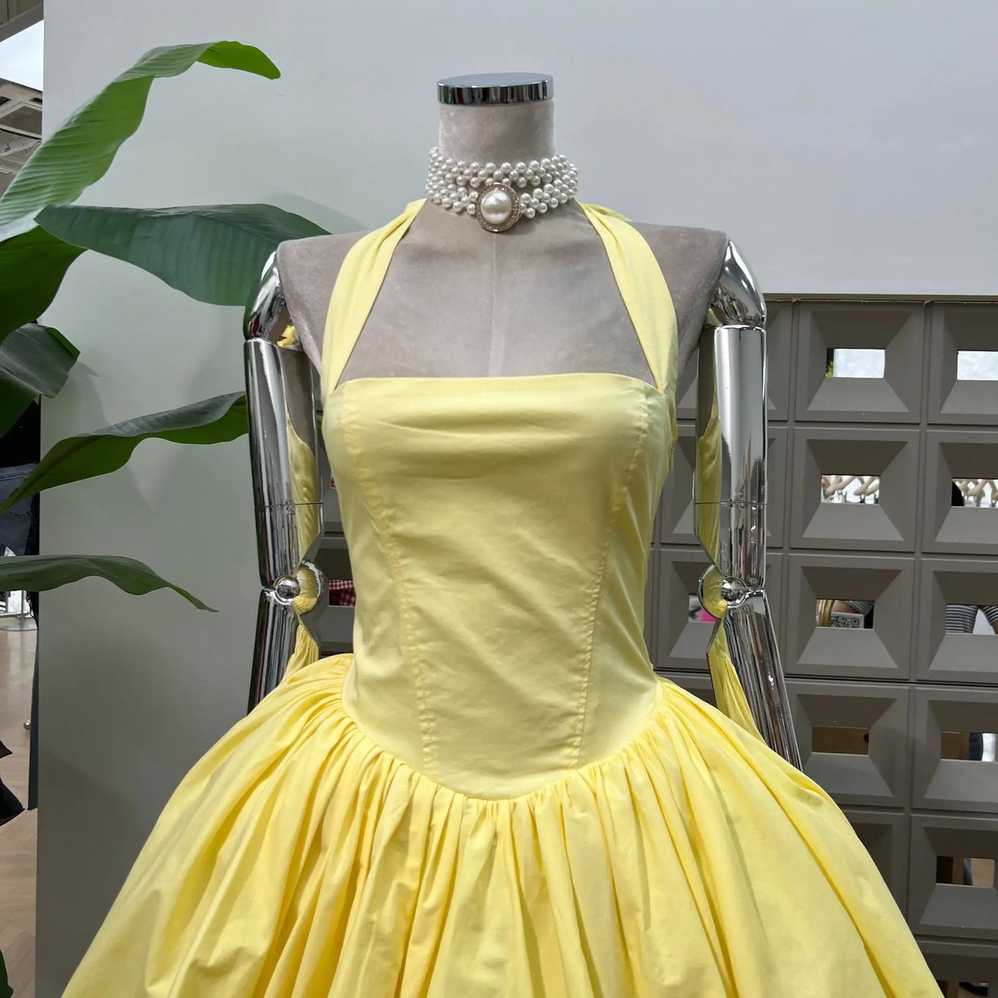 Yellow Sequar Collar Sleeveless Party Short Dress for Women 2025 Summre New Elegant High Waist Evening Dresses Women's Clothes
