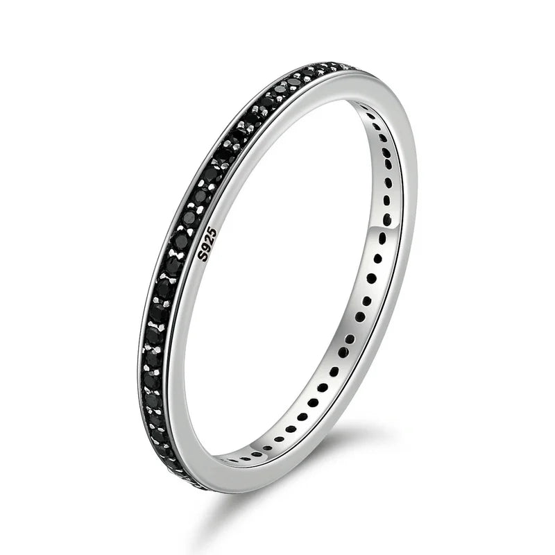 WOSTU European 925 Sterling Silver Simple Rings For Women Wedding Engagement Heart Rings With Zircon Original Female Jewelry