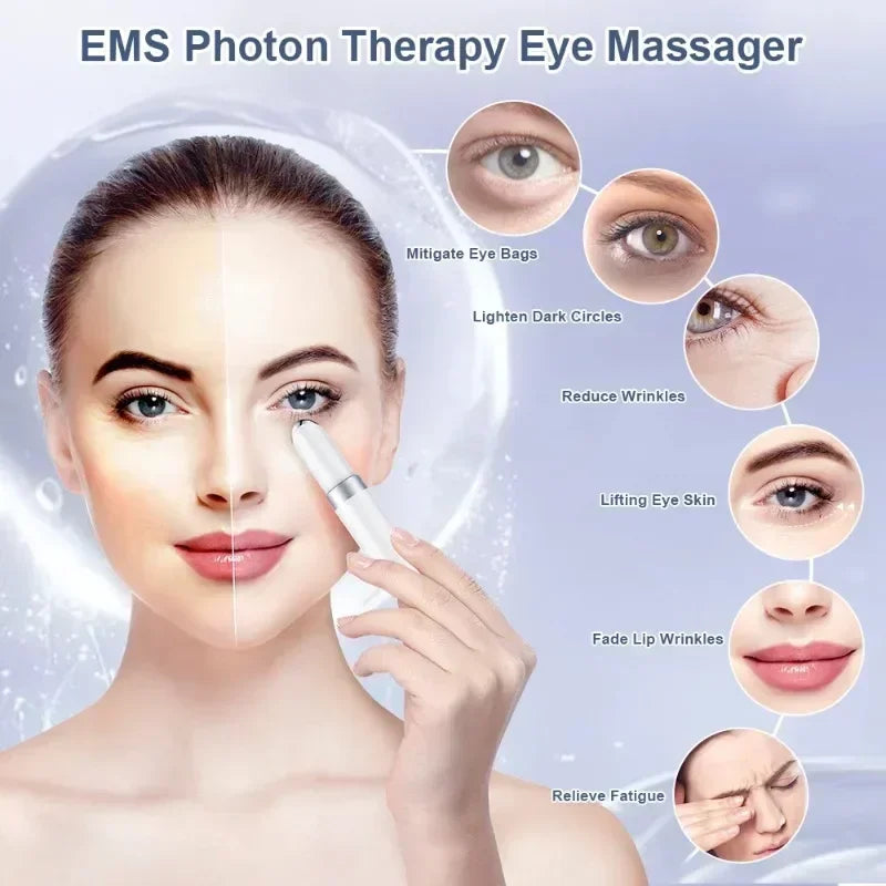 Electric Eye Massager EMS Microcurrent Skin Lifting Reduce Eye Wrinkles Remove Dark Circles Hot Vibration Beauty SkinCare Device