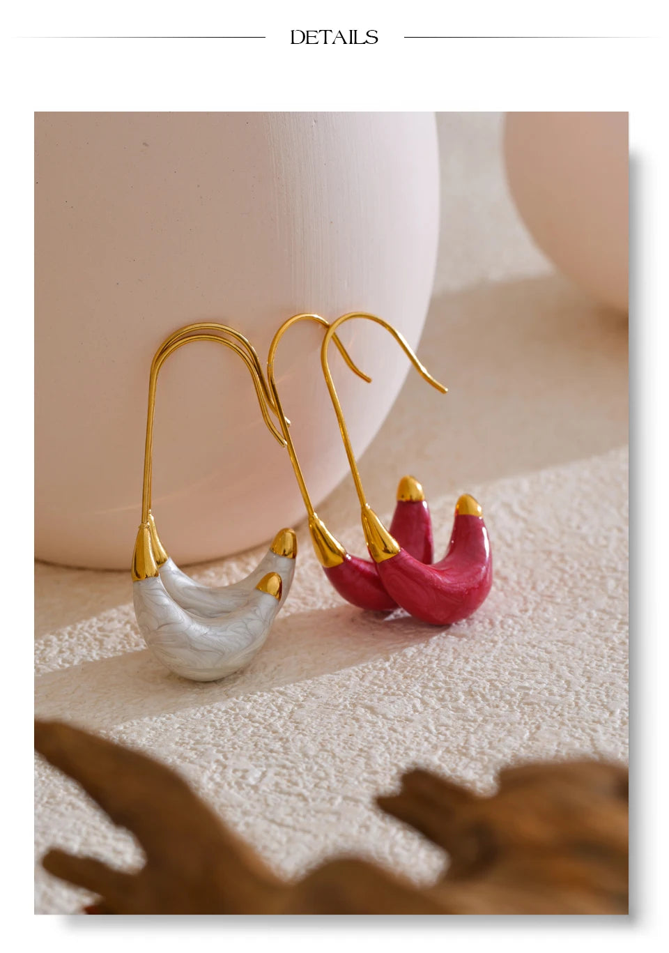 Yhpup New Popular Red White Enamel Metal U Shape Geometric Hoop Earrings for Women Stainless Steel Exquisite Daily Jewelry Gift